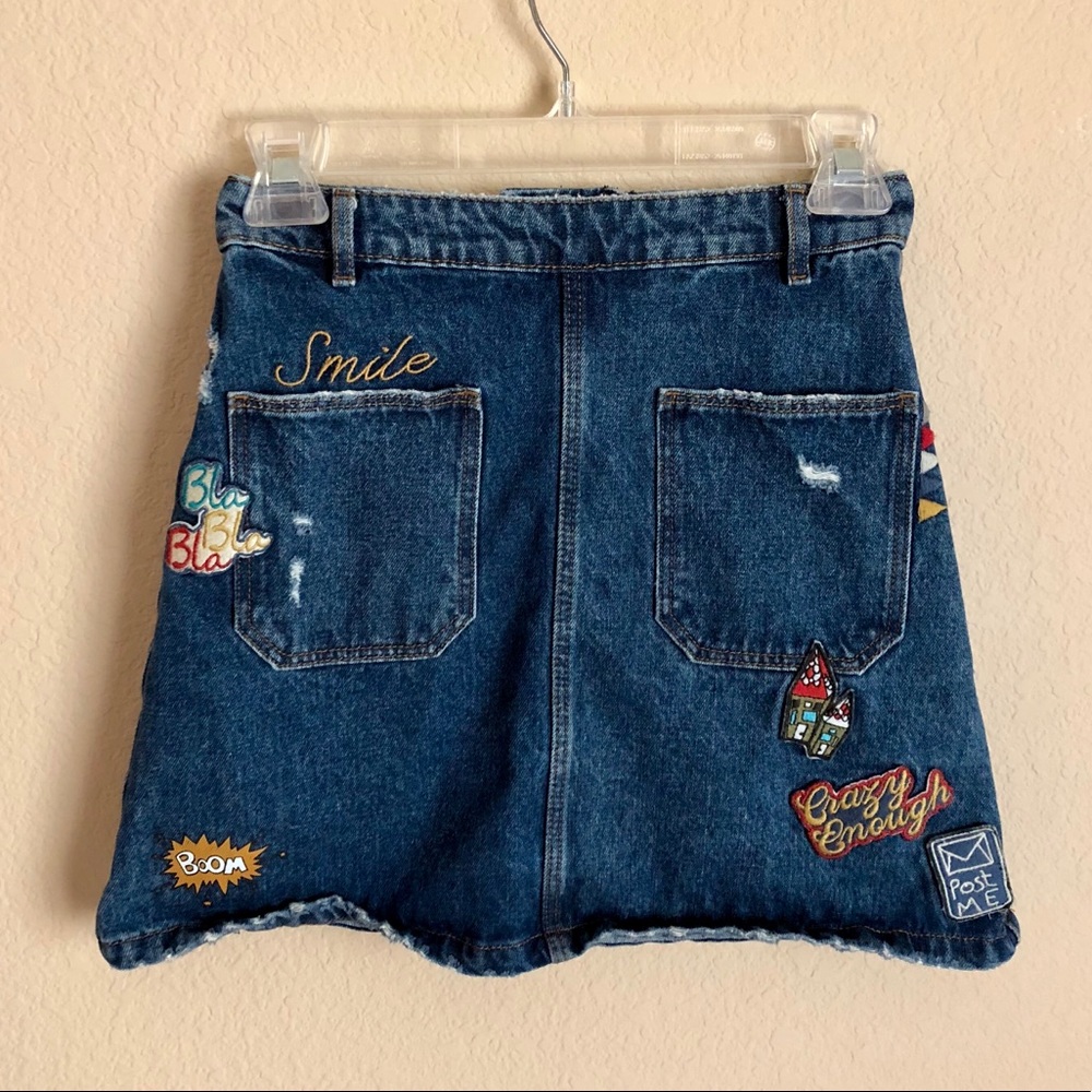 Zara TRF patch work mini denim skirt, size XS